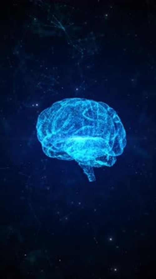 Ai brain glowing lines and dots in technology . Science futuristic artificial intelligence mind desi