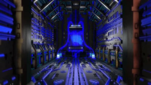 AI hologram face inside the reactor tube