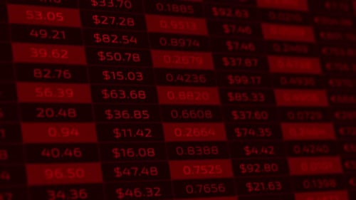 Red bearish stock market. Falling prices securities. Loss of exchange assets in equities stock