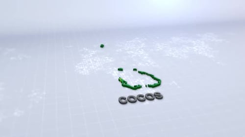 Cocos (Keeling) Islands Map With Flag