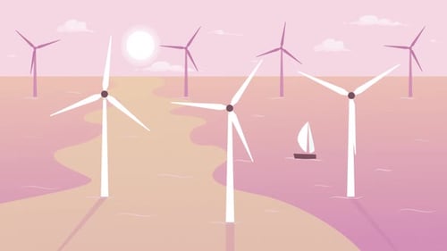 Fundo Lo Fi de moinhos de vento animados