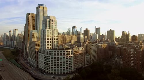 Cityscape Shot of Futuristic High Rise Skyscrapers Metropolis Business District