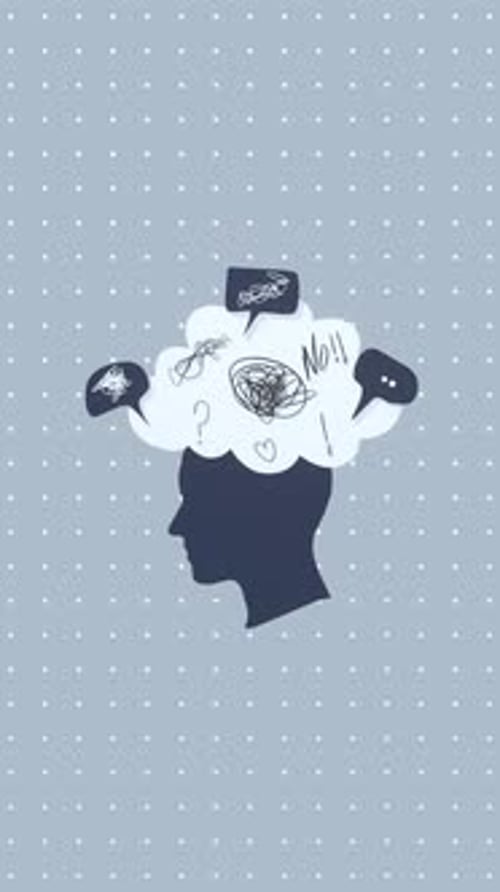 Vertical Concept Animation of Emotional Stress and Chaotic Thought Process.