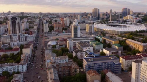 Beautiful Panoramic Aerial Drone View of Modern European City