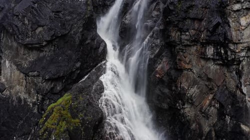 Aerial View of Famous Voringfossen Waterfall in Norway Popular Tourist Attraction