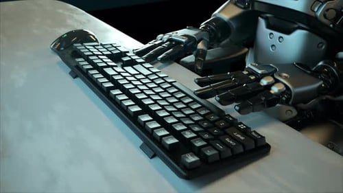 Robot Working On Computer 03