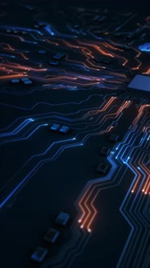 Futuristic High Performance AI Accelerated Computer Chip. Artificial Intelligence AI On Circuit Boar