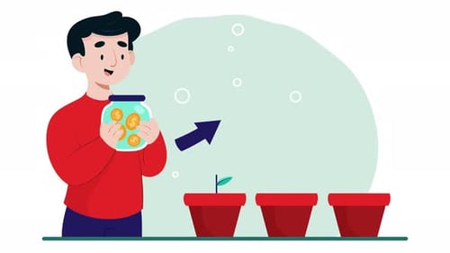 saving money, money investment increasing, money plants, savings growing 4k animation