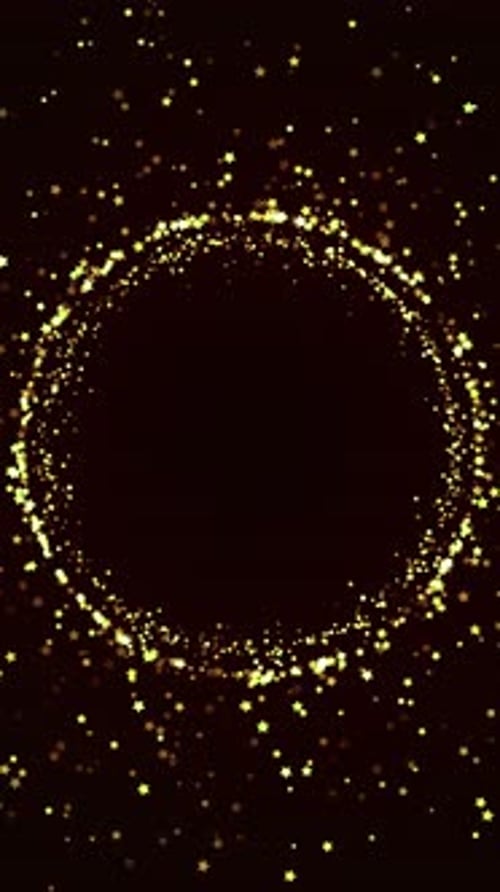 Glowing golden star particles forming sparkling circular frame