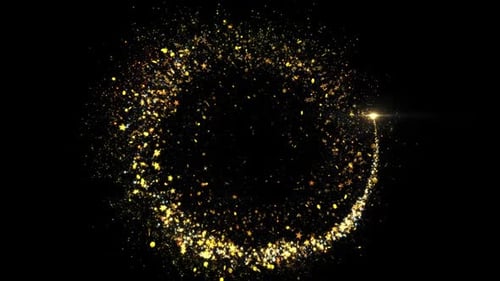 Gold Glitter Star Dust Magic Trail Sparkling Particles On Black