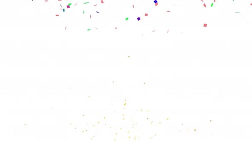 Golden confetti burst confetti explodes Falling colorful confetti on dark blue background 4K double