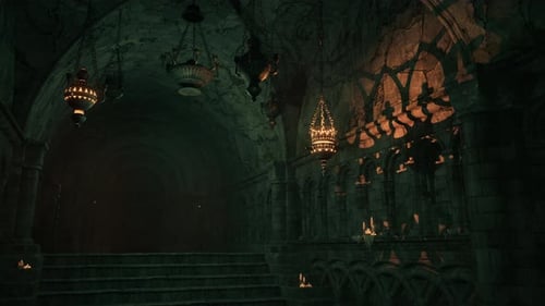 Alluring Ambiance Dimly Lit Gothic Chapel Flickering Candles