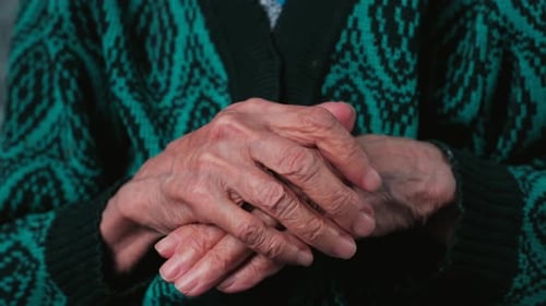 Wrinkled Hands Old Woman
