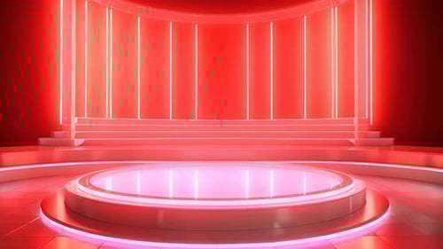 podio: escaparate futurista con plataforma para la exhibición de productos. Expositor de escenario moderno vacío