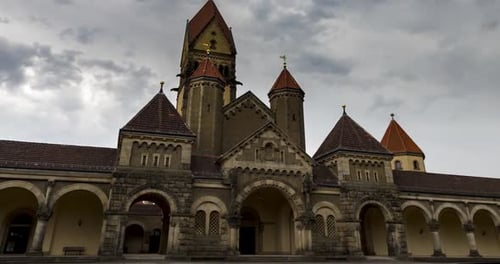 Majestic Neogothic Cemetery Chapel Historic Architecture and Somber Beauty
