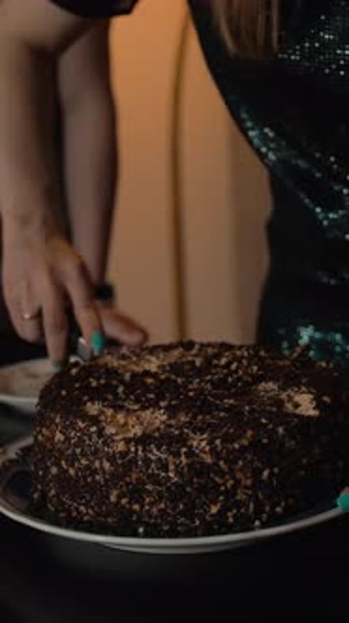 Vertical of Piece of Cake on the Plate Cut Off