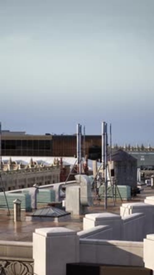 City Skyline at Sunset with the Tops of Its Tallest Skyscrapers in Sight