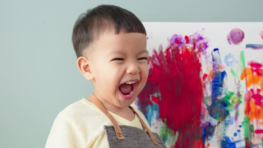 Cover for Happy Cute little Asian child boy laughing