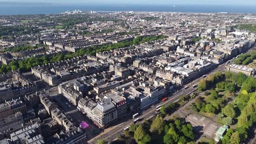 Aerial footage of Edinburgh, Scotland, United Kingdom