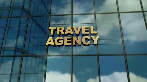 Conceito de edifício de vidro de Agência de Viagens