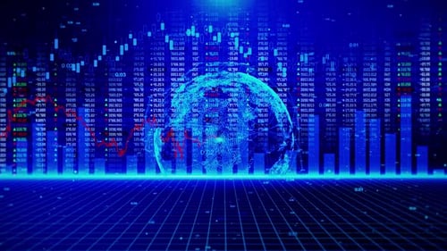 Cryptocurrency and Bitcoin BTC Crypto Trading Financial Report Background Graph