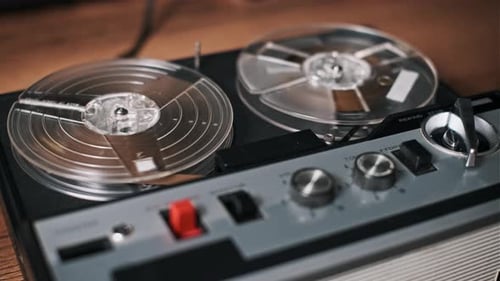 Vintage Reel Tape Recorder Playback and Rewind