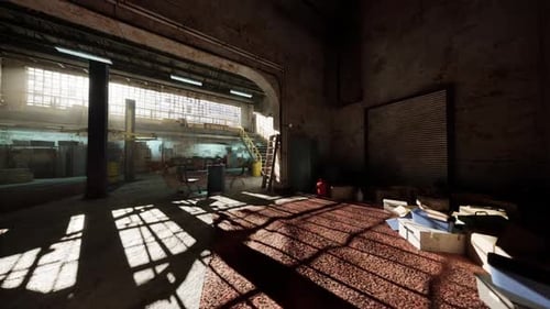 La luz del sol entra en un viejo taller de garaje