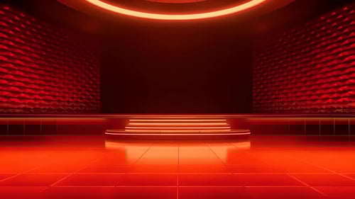 podio: escaparate futurista con plataforma para la exhibición de productos. Expositor de escenario moderno vacío