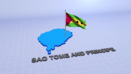 Sao Tome And Principe Map With Flag