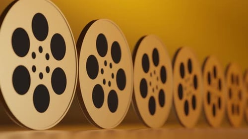 Сine-film. Analog film background. Vintage movie equipment.