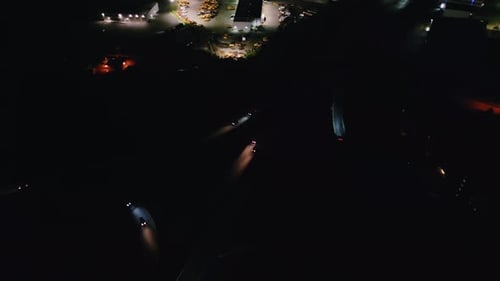Cinematic Drone Shot of Freeway with Traffic at Night Canada Dartmouth