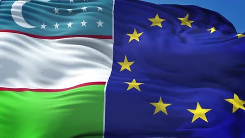 Uzbekistan And European Union Flag
