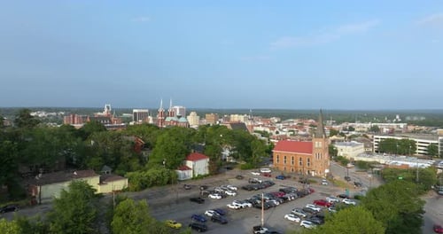Old Historic City Architecture in Southern USA View From Above of Streets of Macon Georgia