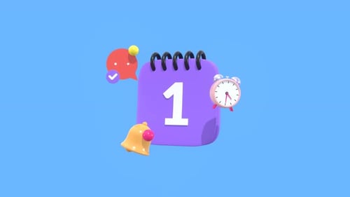 Animated Calendar, Clock and Notification Icons for Daily Routine and Planner Use.