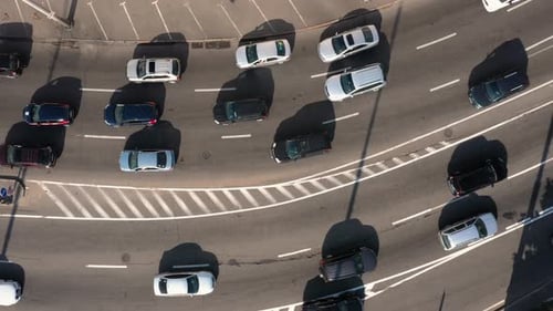 Aerial Top View of Vehicle Traffic on a Motorway