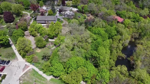 Aerial view of Riverdale Farm in Toronto 4K