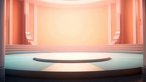 podio: escaparate futurista con plataforma para la exhibición de productos. Expositor de escenario moderno vacío