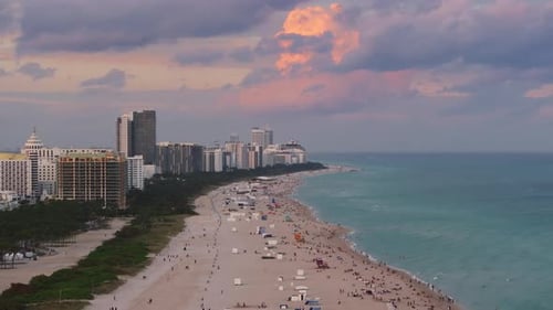 Stunning Aerial View of the South Pointe Pier at Sunset in Miami Beach