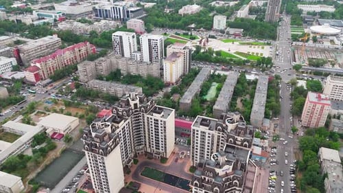 Aerial Establishing View of Bishkek, Capital of Kyrgyzstan – Cityscape and Landmarks