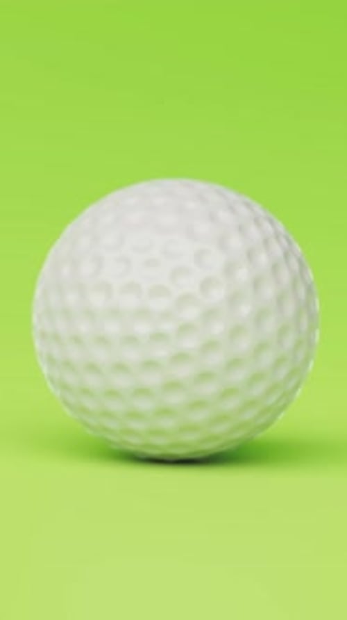 Rotating Golf Ball on Green Background Loopable Closeup of Golf Ball Animation Vertical Video