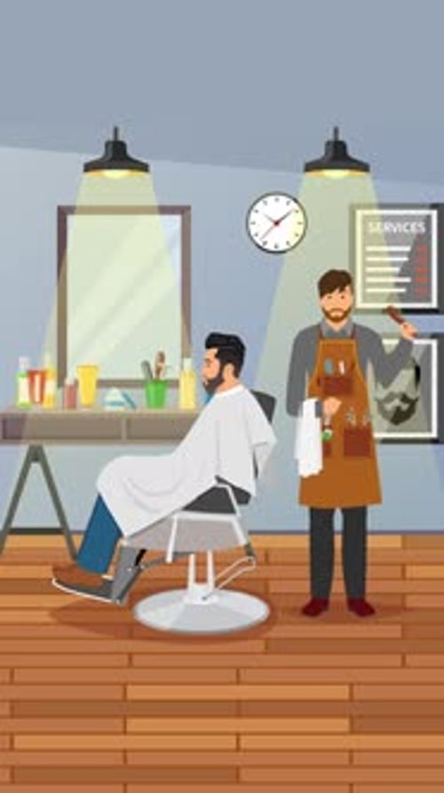 Hairdresser Making Stylish Haircut With Professional Scissors In Salon Vertical