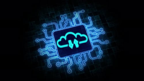 A cloud computing concept on circuit board.