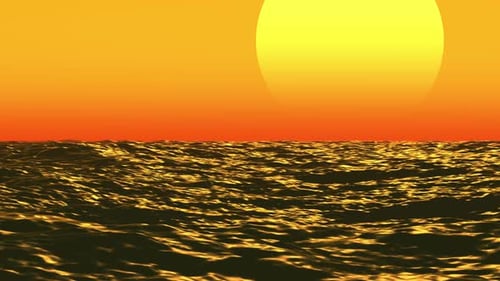 Wunderschöner Blick auf einen riesigen Sonnenuntergang über dem Meer oder Meer.