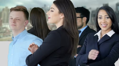 Group of Diverse Business People Standing Together Facing Camera
