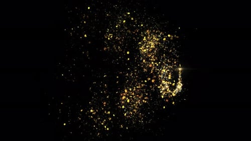 Goldener Glitzerflug mit leuchtenden goldenen Lichtpartikeln