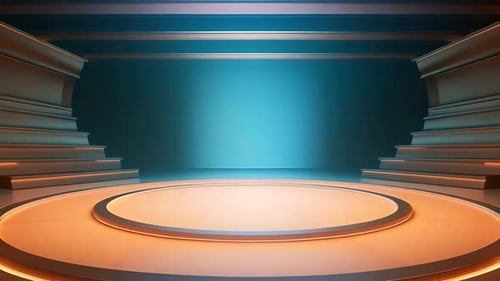 podio: escaparate futurista con plataforma para la exhibición de productos. Expositor de escenario moderno vacío