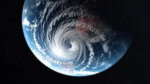 Close Shot of a Giant Hurricane in the Atmosphere of Earth as Seen From Space