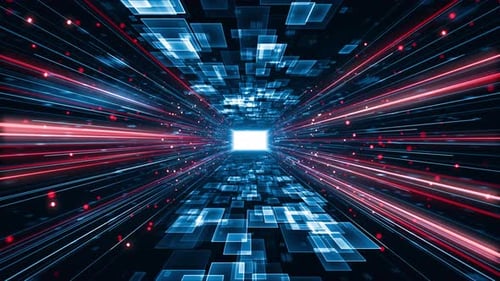 Futuristic Digital Tunnel Data Flow Business Corporate Technology Particles Background Loop