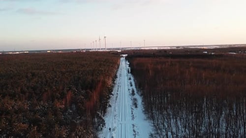 Drone shot above an old train rail (25 meters above it)