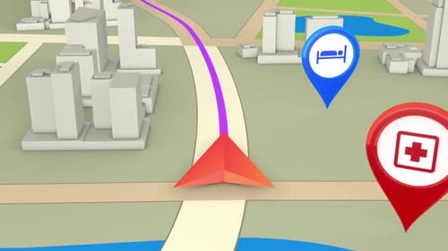 GPS navigation concept 4. Arrow moving forward on a map. Seamless loop.